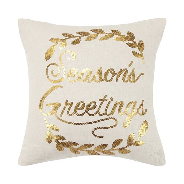 Picture of Peking Handicraft 31HRS1210C16SQ 16 x 16 in. Season Greetings Wreath Sequin Hook Pillow&#44; Multi Color