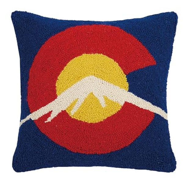 30KSL72C16SQ 16 x 16 in. C for Colorado Square Poly Fill Hook Throw Pillow, Multi Color