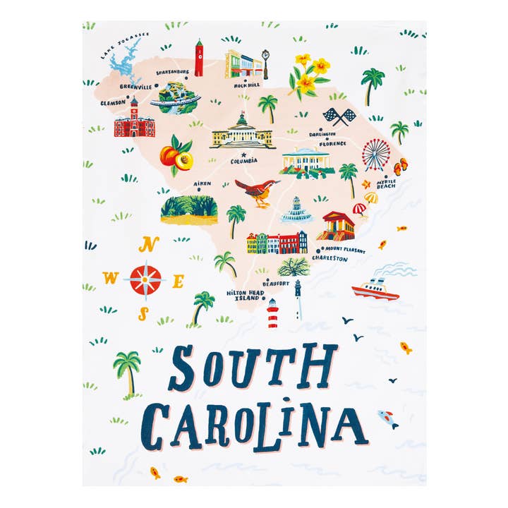 Picture of Peking Handicraft 04AS45WC 18 x 25 in. South Carolina Printed Kitchen Towel, Multi Color 