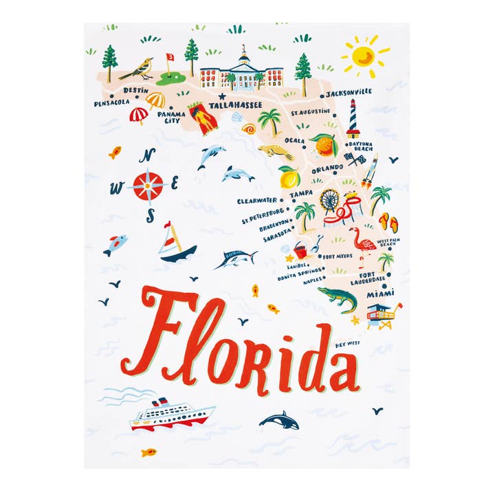 Picture of Peking Handicraft 04AS50WC 18 x 25 in. Florida Printed Kitchen Towel, Multi Color 