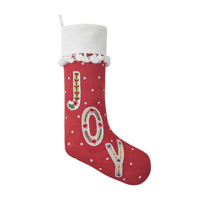 31DD62MC 11 x 19 in. Boho Joy Embroidered Stocking, Multi Color