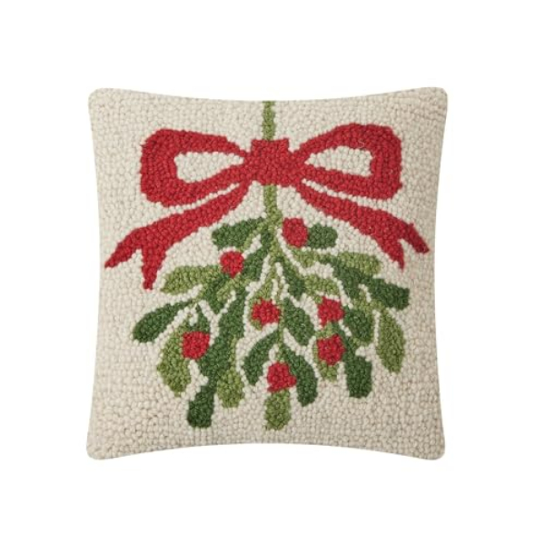 31JES191C10SQ 10 x 10 in. Mistletoe Poly Fill Hook Pillows with Zipper Closure, Multi Color