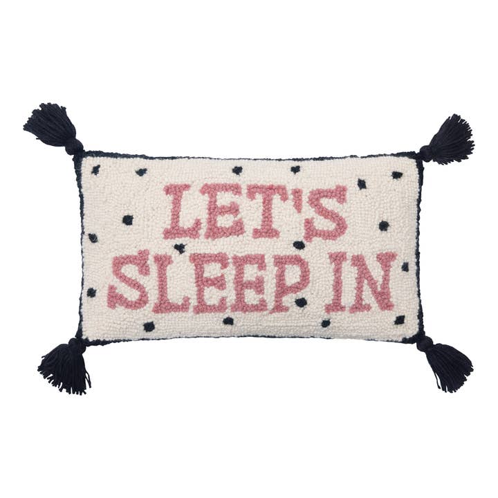 30AV377C16OB 9 x 16 in. Lets Sleep in with Tassels Poly Fill Hook Pillow, Multi Color