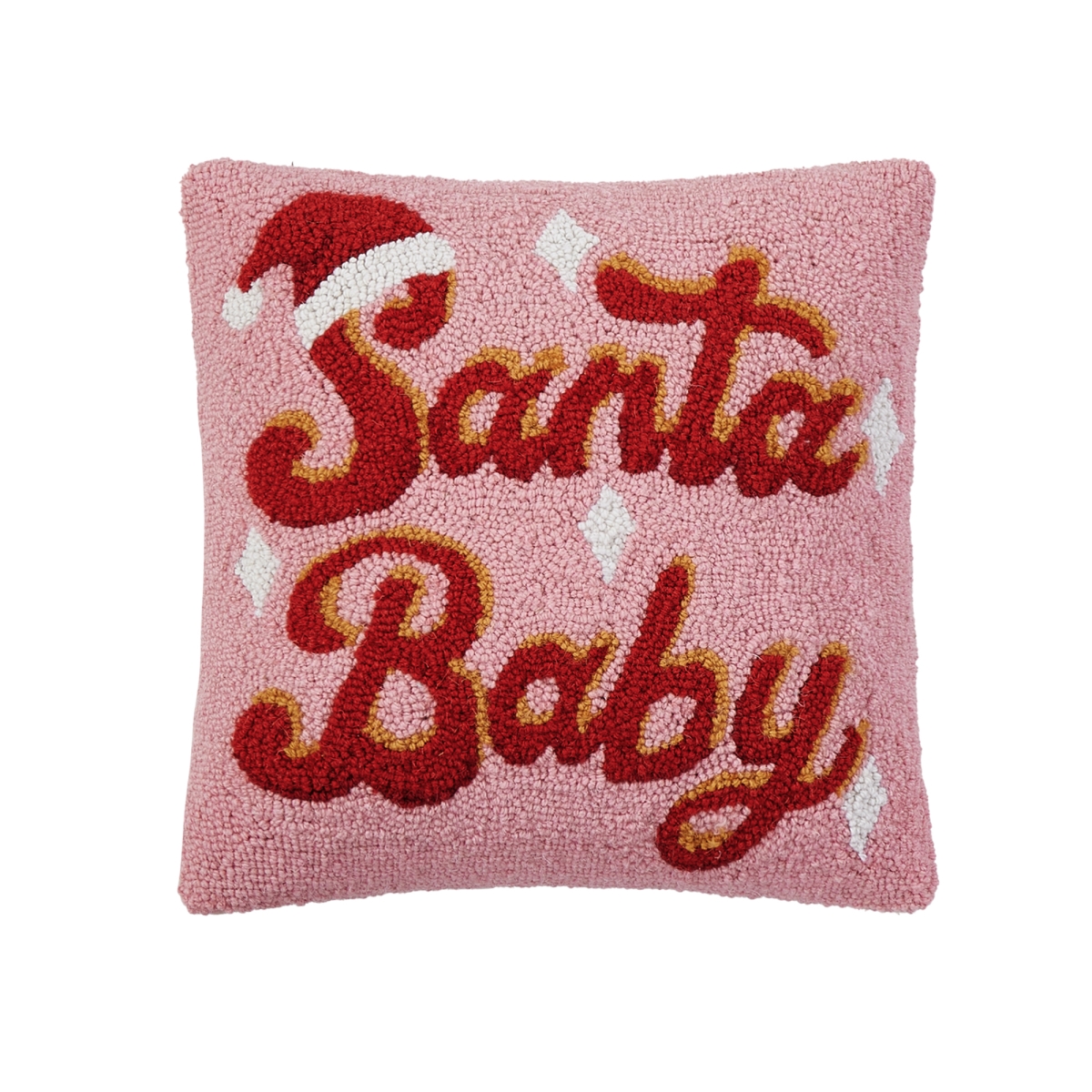 31AV509C16SQ 16 x 16 in. Santa Baby Poly Fill Hook Pillow, Multi Color