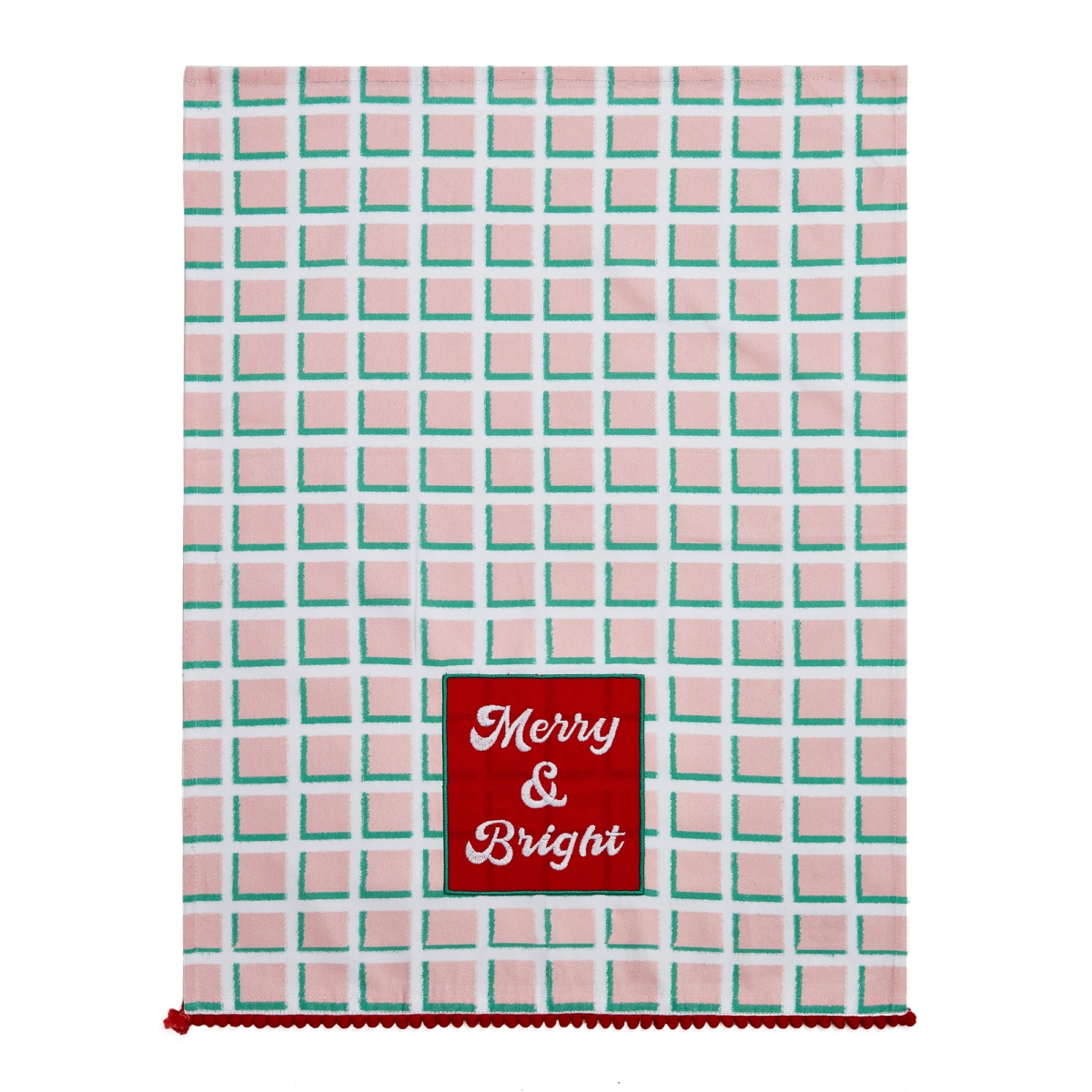 Picture of Peking Handicraft 04AAT80C 18 x 25 in. Merry & Bright with Pom Pom Kitchen Towel, Multi Color 