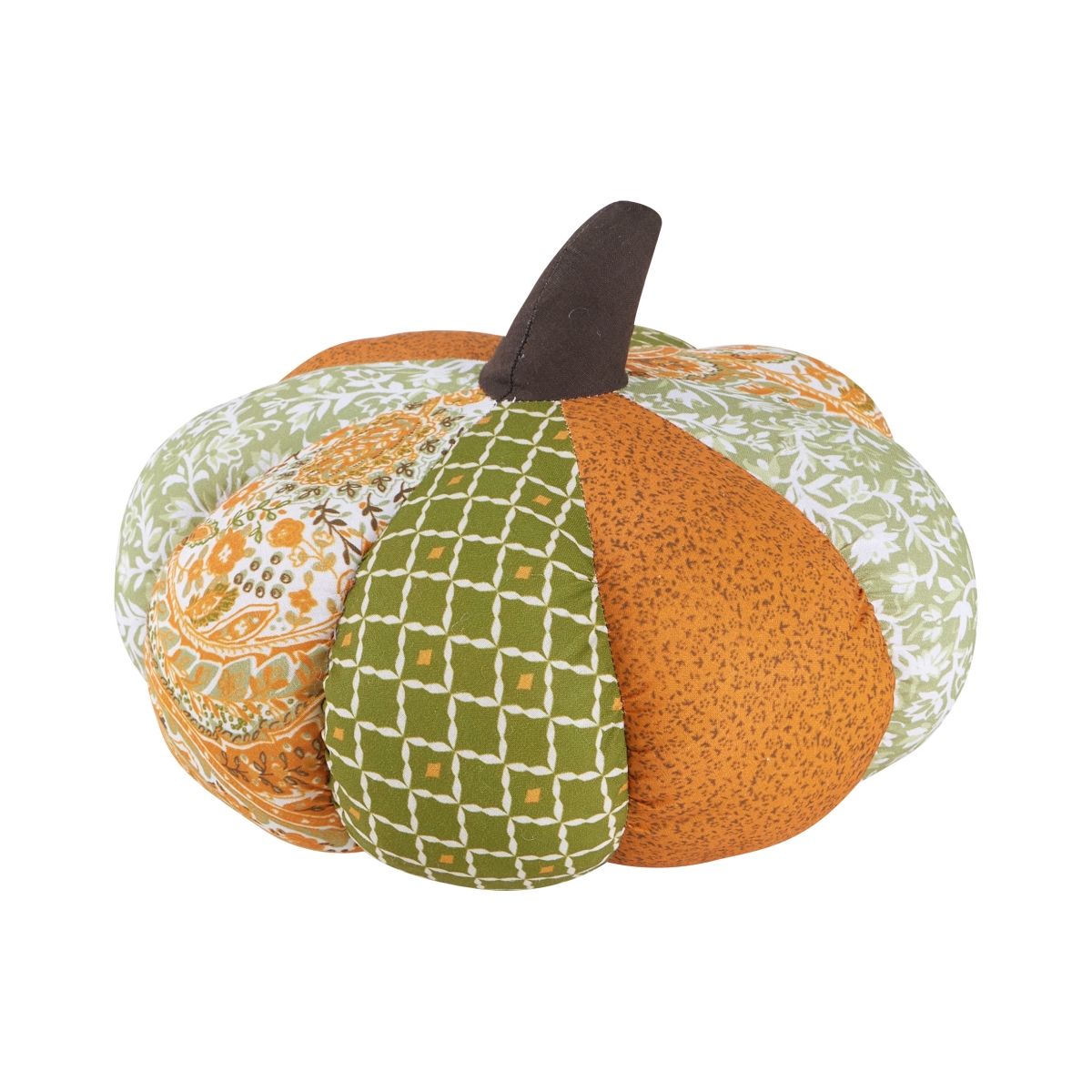 31PK1201C9RD 9 in. Patchwork Pumpkin Shaped Poly Fill Hook Pillow, Multi Color