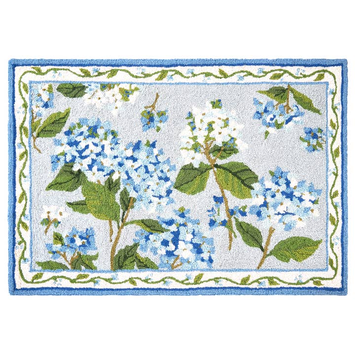 30SER642C40 27 x 40 in. Blue Hydrangea Hook Area Rug, Multi Color