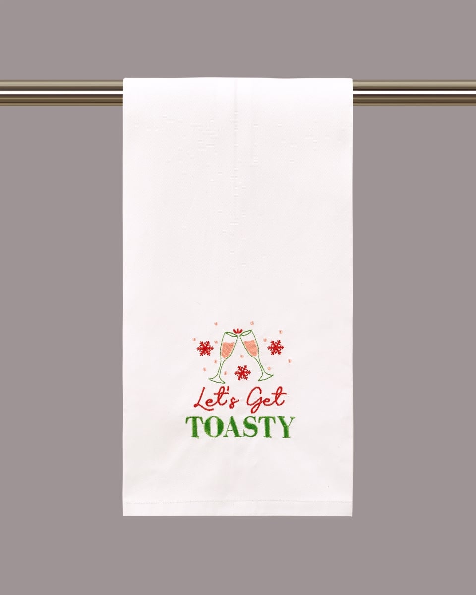 Picture of Peking Handicraft 04HRS2161WC 16 x 25 in. Lets Get Toasty Embroidered Kitchen Towel, White 