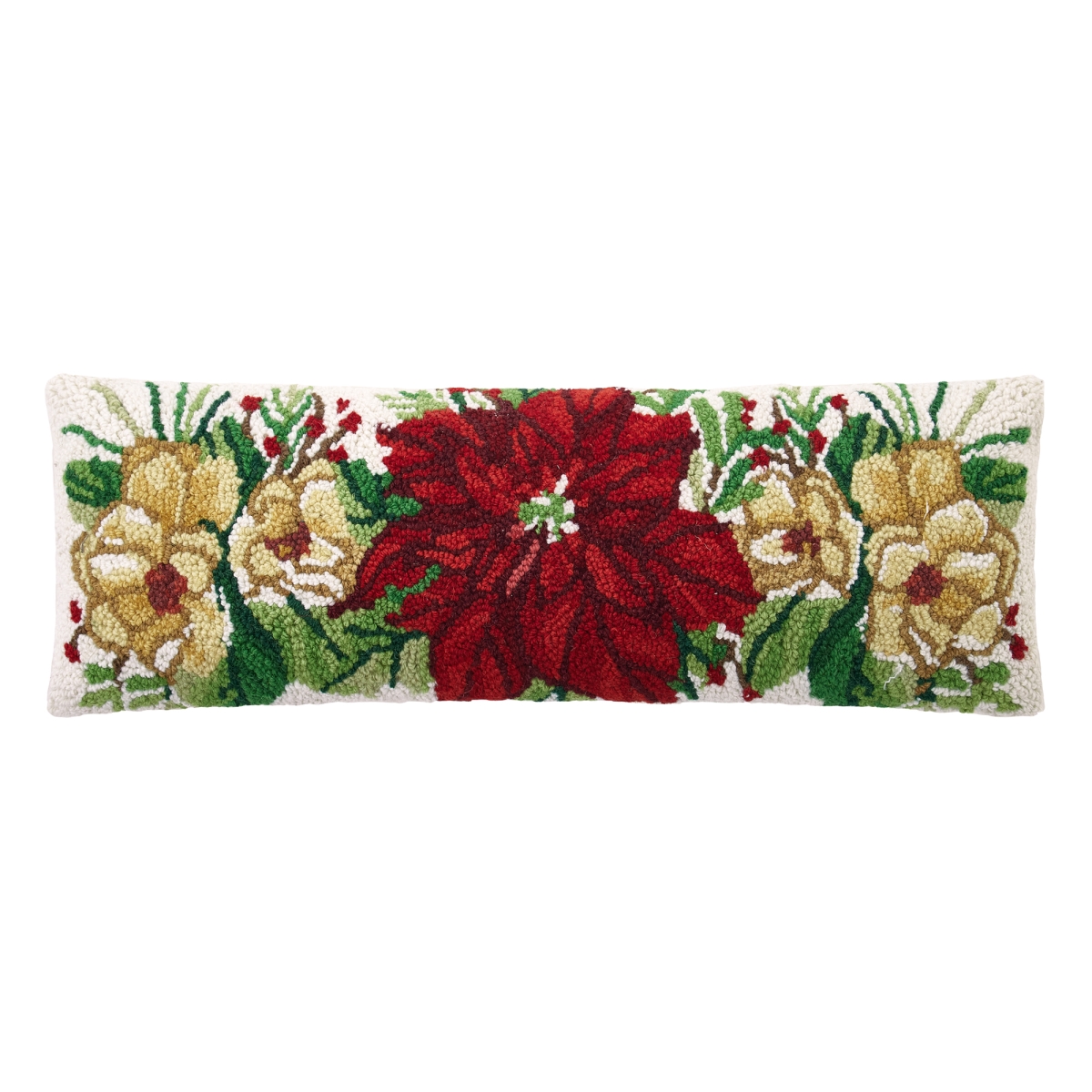 31SERX503C24OB 8 x 24 in. Holiday Floral Lumbar Poly Fill Hook Pillow, Multi Color