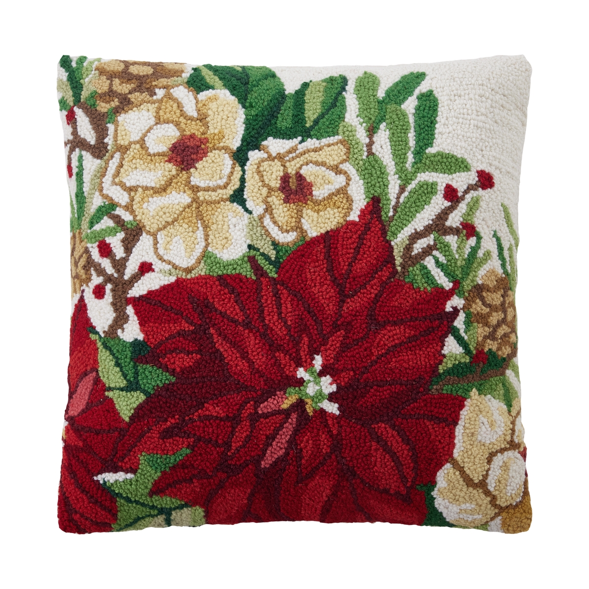 31SERX504C18SQ 18 x 18 in. Holiday Floral Square Poly Fill Hook Pillow, Multi Color