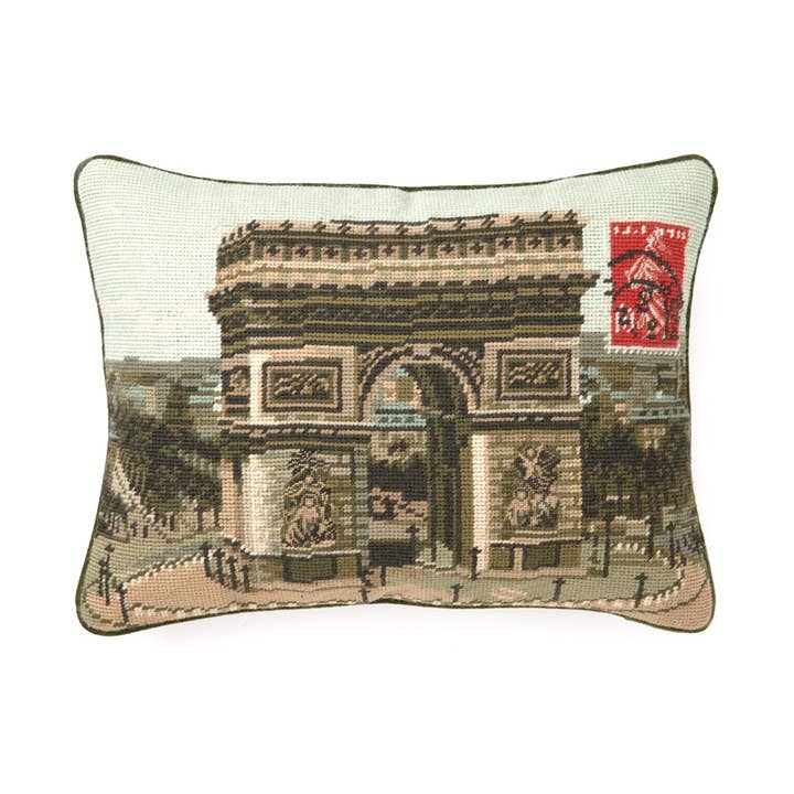 Picture of Peking Handicraft 30HBS58C16OB 12 x 16 in. Arc De Triomphe Needlepoint Decorative Pillow&#44; Multi Color