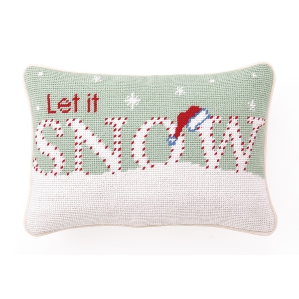 31TA1799C12OB 8 x 12 in. Let It Snow Needlepoint Hook Pillow, Red