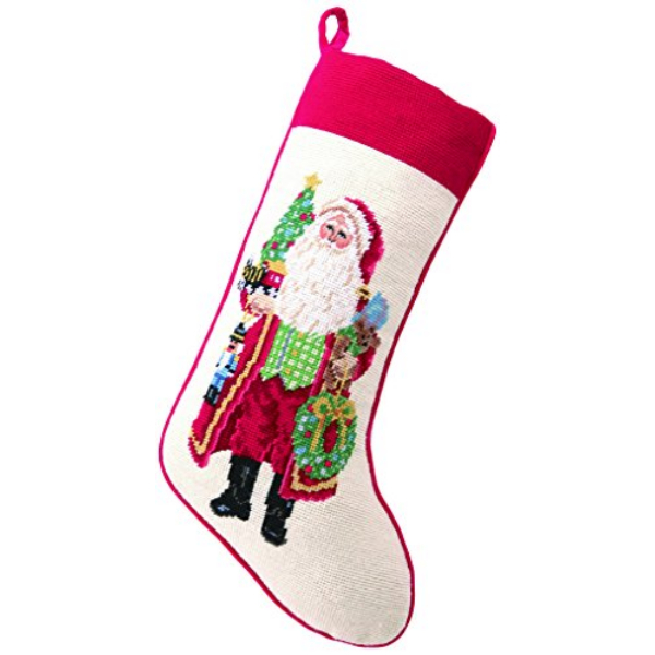 Picture of Peking Handicraft 31LH22MC 11 x 18 in. Wool & Cotton Lynn Haney Making Spirits Bright Needlepoint Stocking&#44; Multi Color