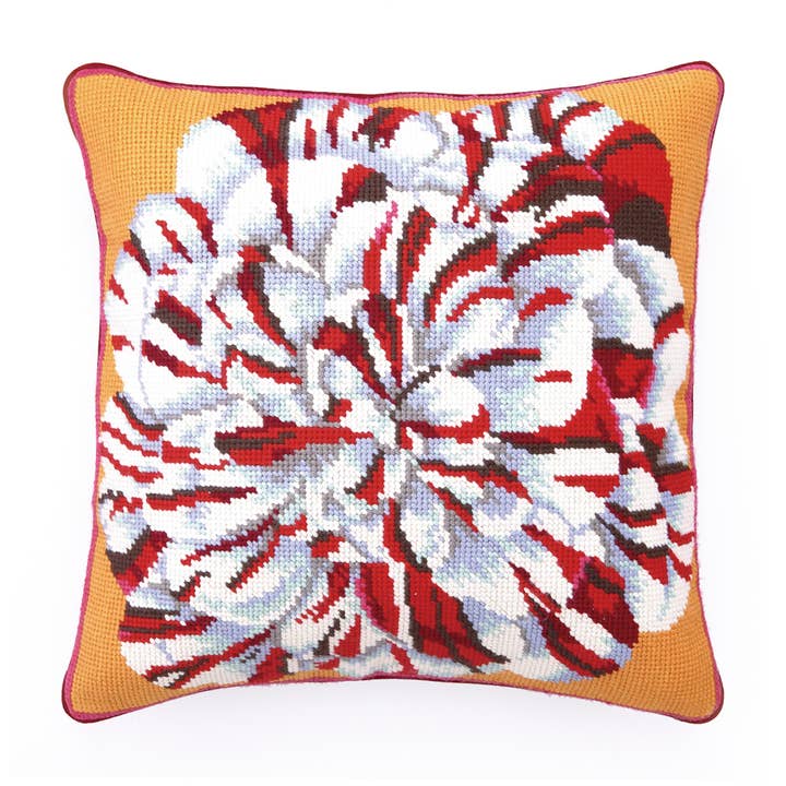Picture of Peking Handicraft 30KF06BC18SQ 18 x 18 in. Carnation Needlepoint Decorative Pillow&#44; Multi Color