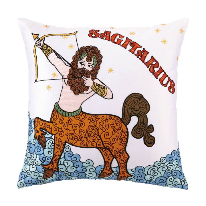 24JSS07LC18SQ 18 x 18 in. Sagittarius Embroidered Decorative Poly Fill Pillow, Multi Color