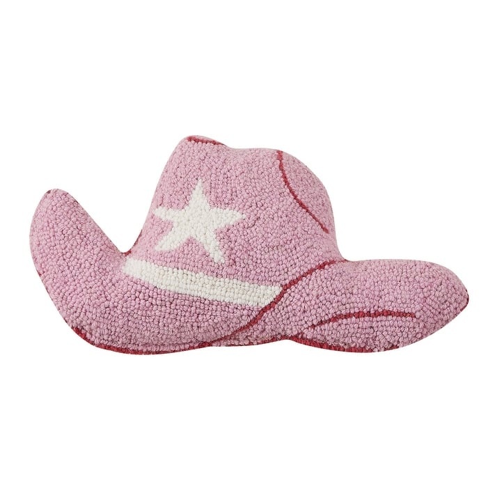 30GY1185C16OB 9 x 16 in. Cowboy Hat Blown in Filler Hook Pillow, Pink