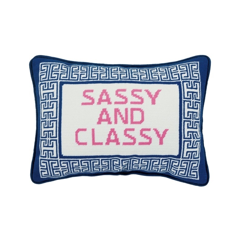 10 x 14 in. Sassy & Classy Embroidered Needlepoint Blown in Filler Pillow, Multi Color