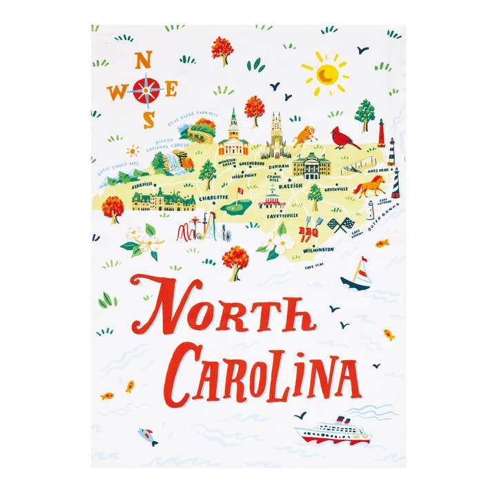 Picture of Peking Handicraft 04AS44WC 18 x 25 in. North Carolina Printed Kitchen Towel, Multi Color 