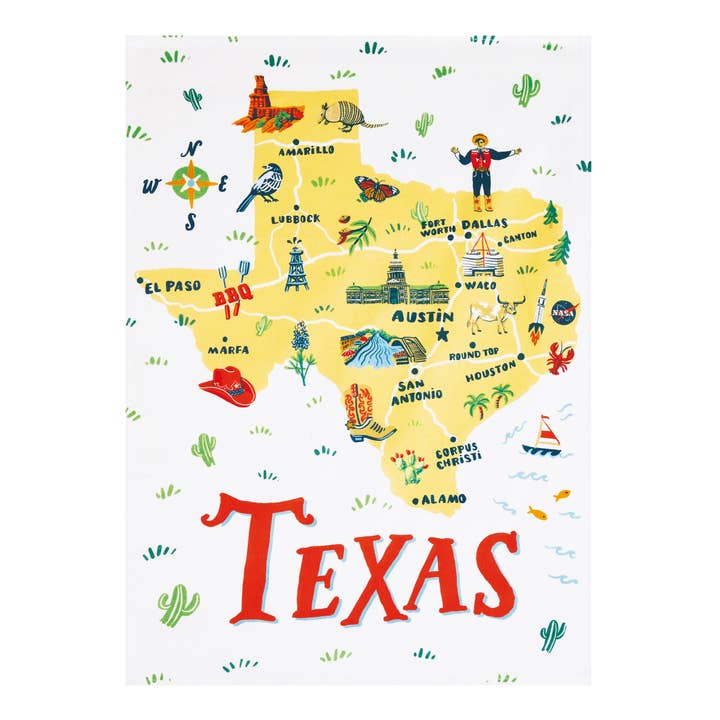 Picture of Peking Handicraft 04AS52WC 18 x 25 in. Texas Printed Kitchen Towel, Multi Color 