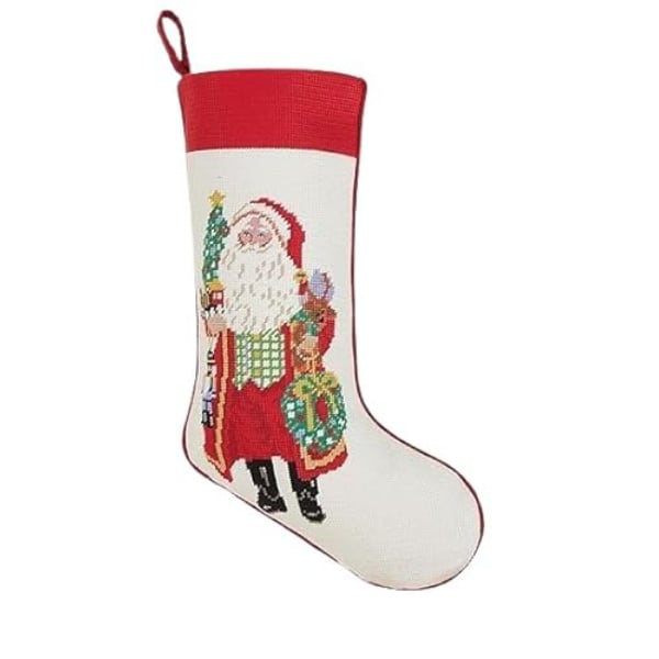 31LH22NMC 11 x 18 in. Poly Cotton Spirits Bright Embroidered Needlepoint Stockings, Multi Color