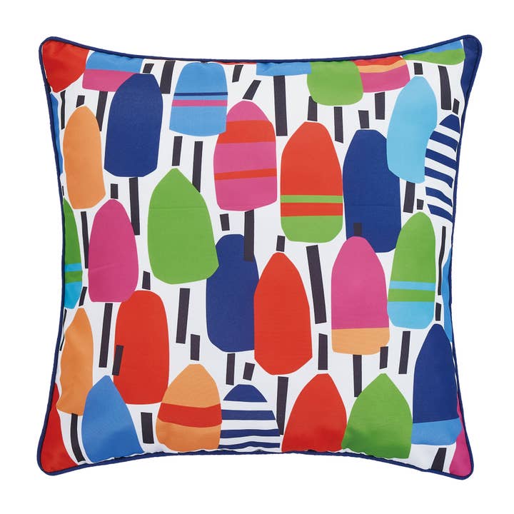 24KN357C20SQ 20 x 20 in. Buoy Printed Poly Fill Hook Pillow, Multi Color