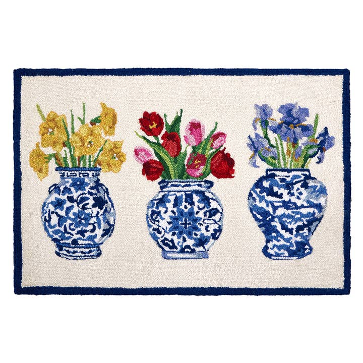 30SER628C03 2 x 3 ft. Chinoiserie Flowers Hook Area Rug, Multi Color