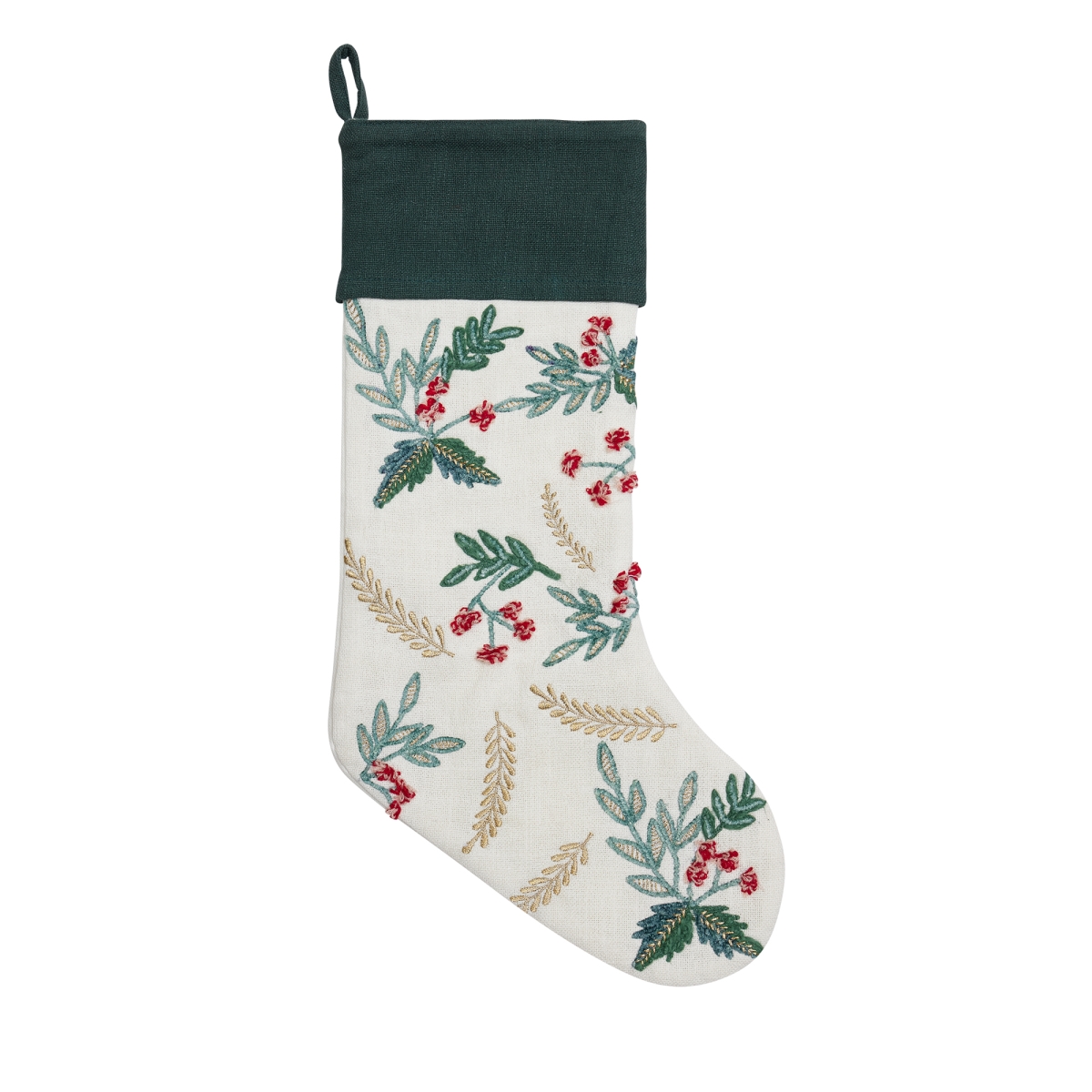 31DD71MC 11 x 20 in. Festive Greenery Embroidered Stocking, Multi Color