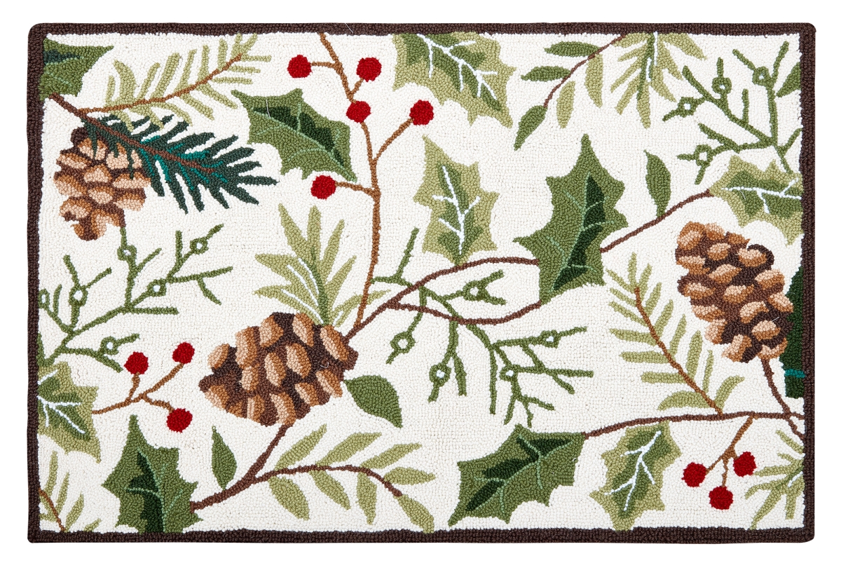 31SJM11122C03 2 x 3 ft. Holiday Foliage Hook Area Rug, Multi Color