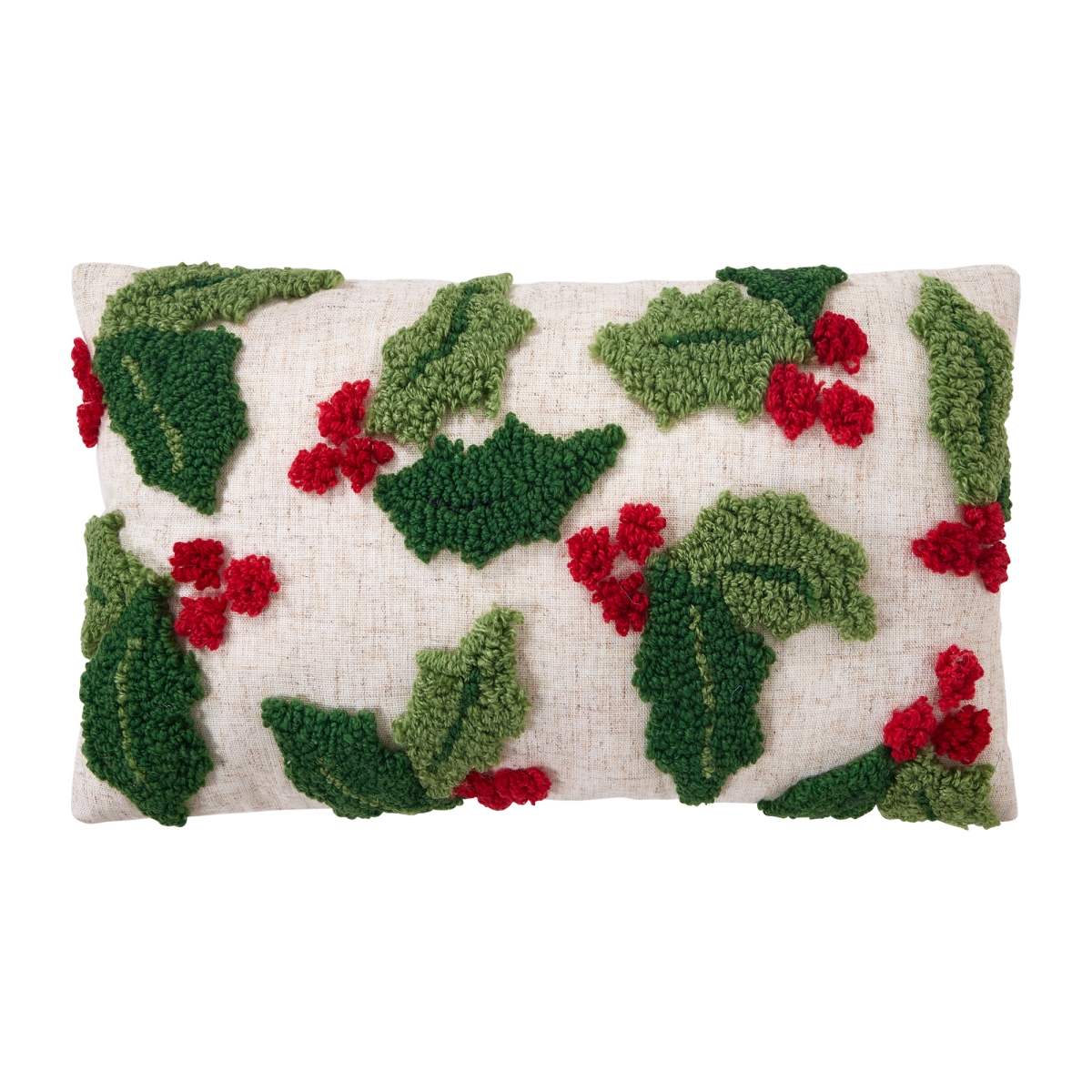 31AV692C16OB 9 x 16 in. Holly with Berries Poly Fill Pillow, Multi Color