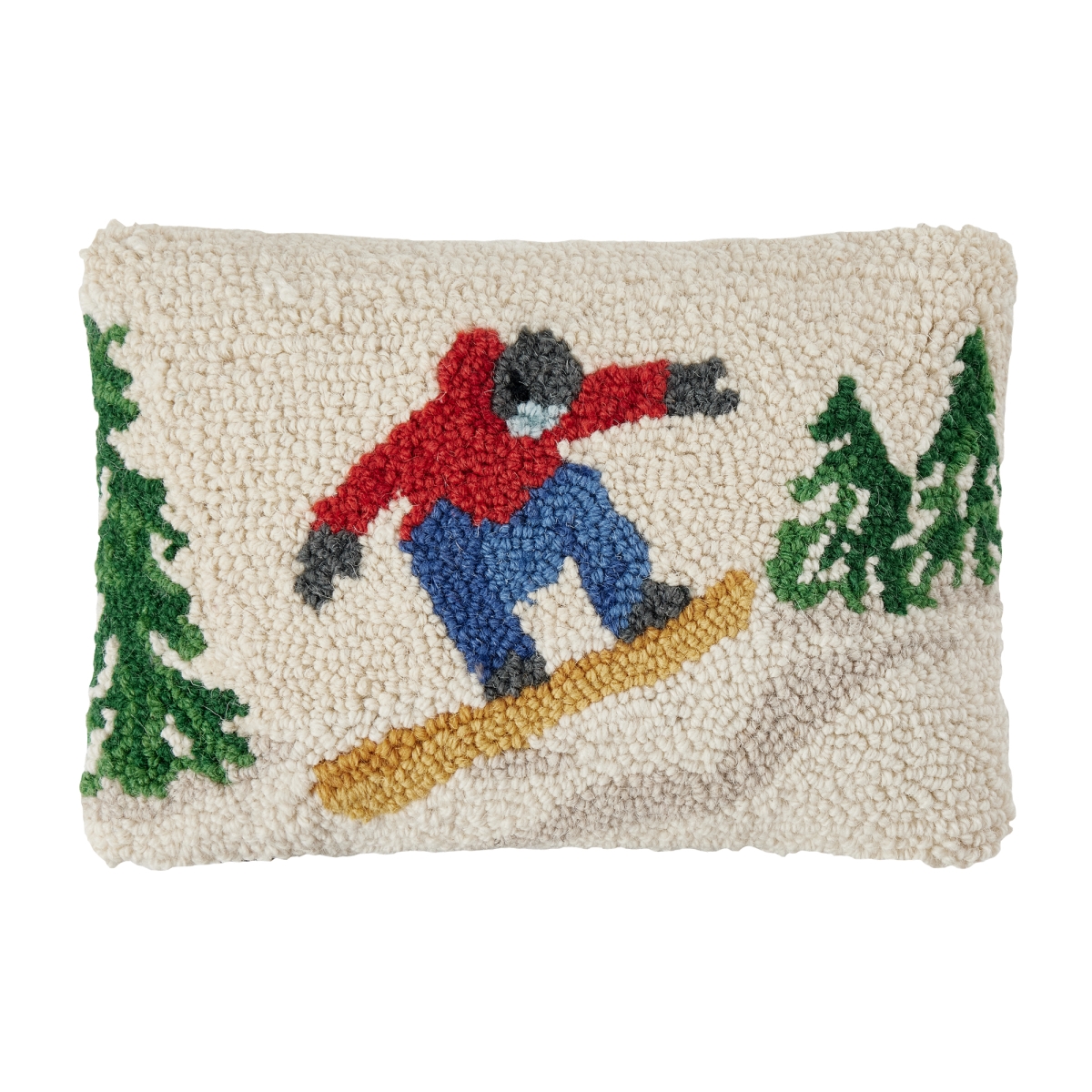 31AV722C12OB 8 x 12 in. Snowboarder Poly Fill Hook Pillow, Multi Color
