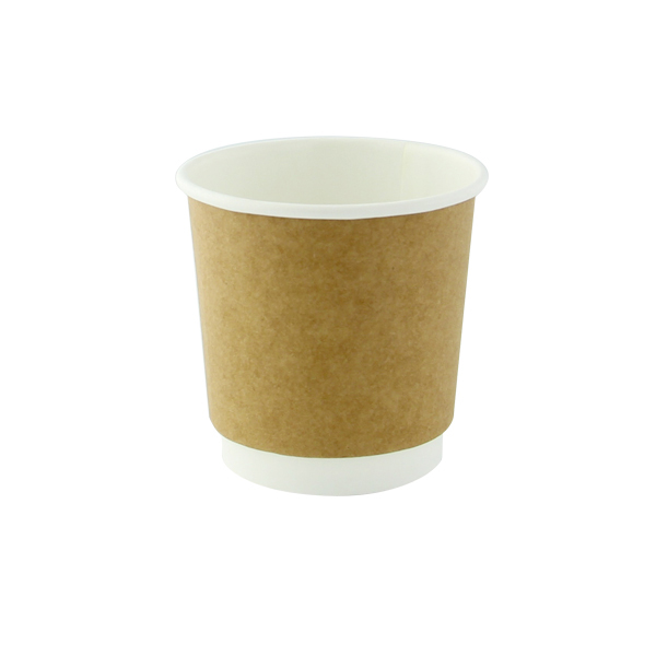 Compostable Double Wall Paper Cups - Kraft - 4 oz - Eco-Friendly