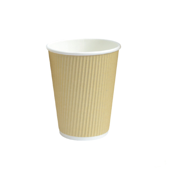210GCR10BG 10 oz Rippled Beige Cups, 3.5 x 4 in.