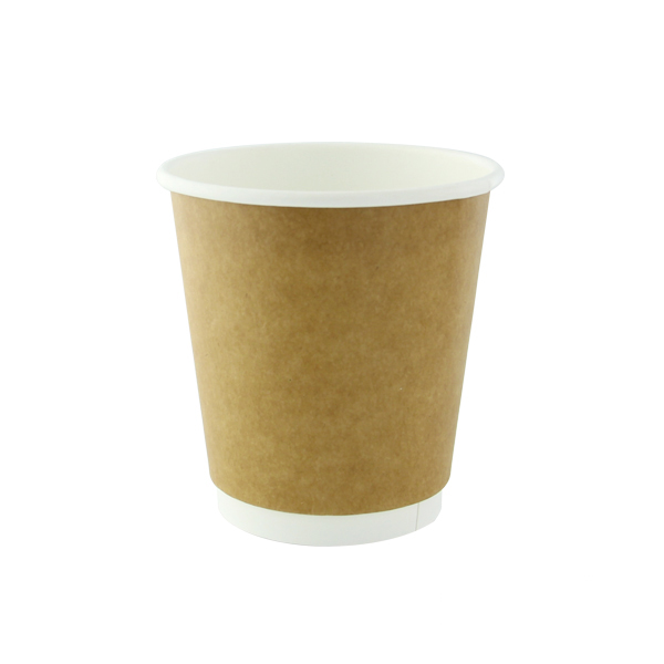 210GCDW8K 8 oz Double Wall Kraft Compostable Paper Cups, 3.15 x 3.5 in.