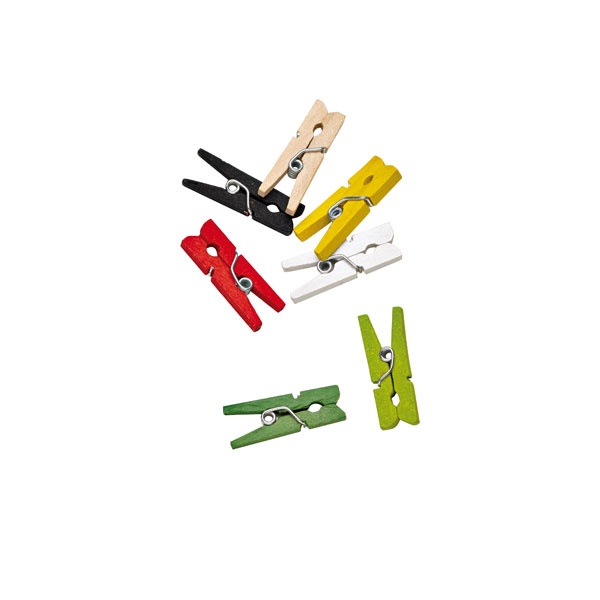 1 in. Assorted Color Mini Wooden Clothespin - Assorted Color - 1in.