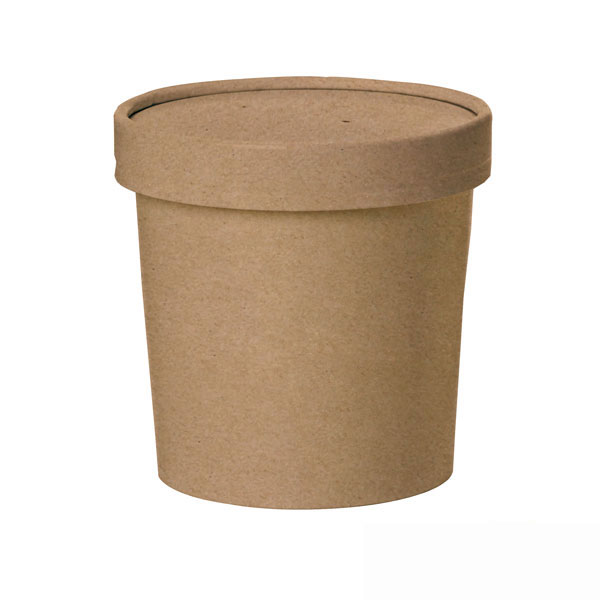 16 oz Brown Kraft Soup Cup with Lid - 3.8 Dia. x 4 in.