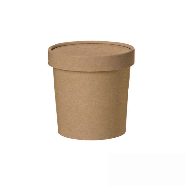 12 oz Brown Kraft Soup Cup with Lid - 3.5 Dia. x 3.4 in.