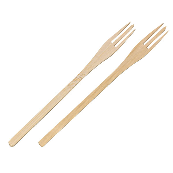Trident Bamboo Fork - Natural - 5.5 in. - Set of 100 - Biodegradable