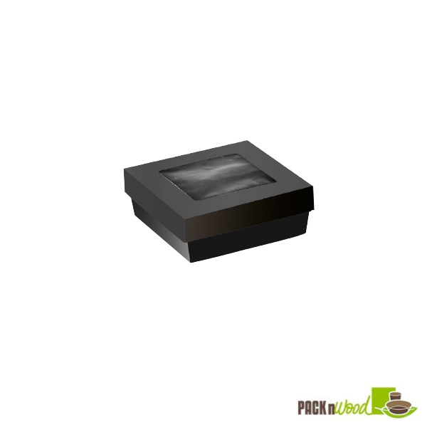 210KRAYBAK135 22 oz Bakeable Black Kray Box with Lid - 4.7 x 4.7 x 2 in.