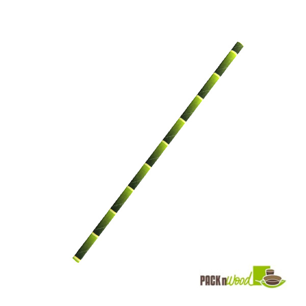 Picture of Packnwood 210CHP19BB 0.2 Dia. x 8.3 in. Bamboo Design Paper Straws - Unwrapped