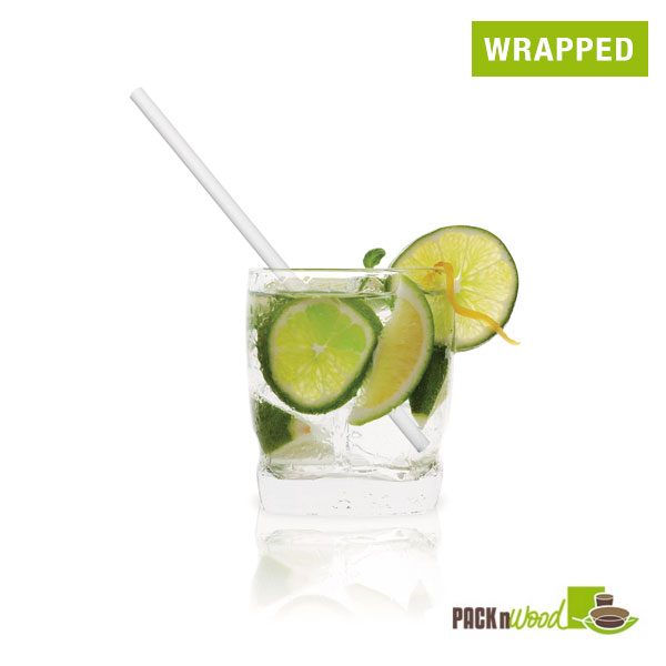 Picture of Packnwood 210CHP19WHW Wrapped White Striped Paper Straws