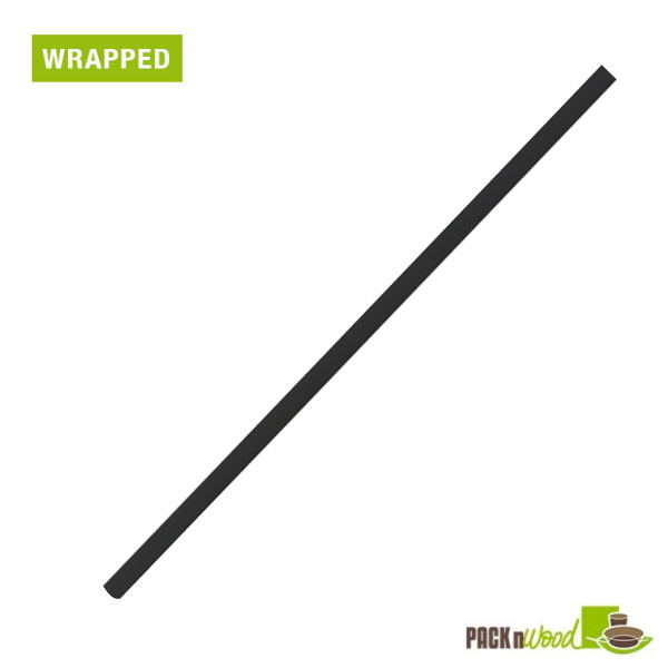 Picture of Packnwood 210CHP19FBLKW 7.75 in. All Black Wrapped Paper Straw