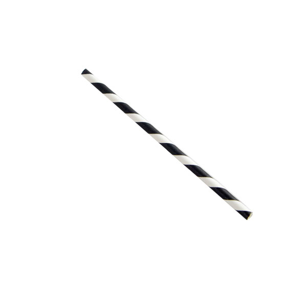 Picture of Packnwood 210CHP14BLKT 0.2 Dia. x 5.7 in. Black Striped Cocktail Paper Straws