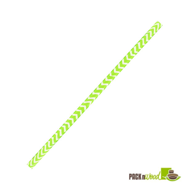 Picture of Packnwood 210CHP19CHLG 7.75 in. Lime Green & White Chevron Paper Straw - Unwrapped-375C