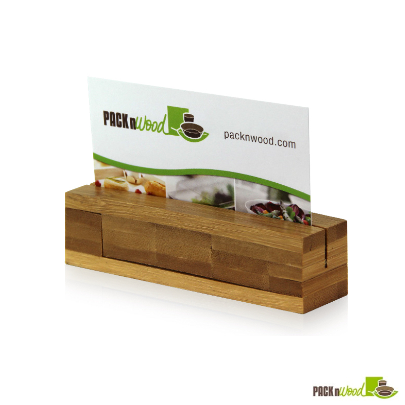 Picture of Packnwood 210BSIGN33 Bamboo Rectangular Card Holder - 4 x 1 x 1 in.