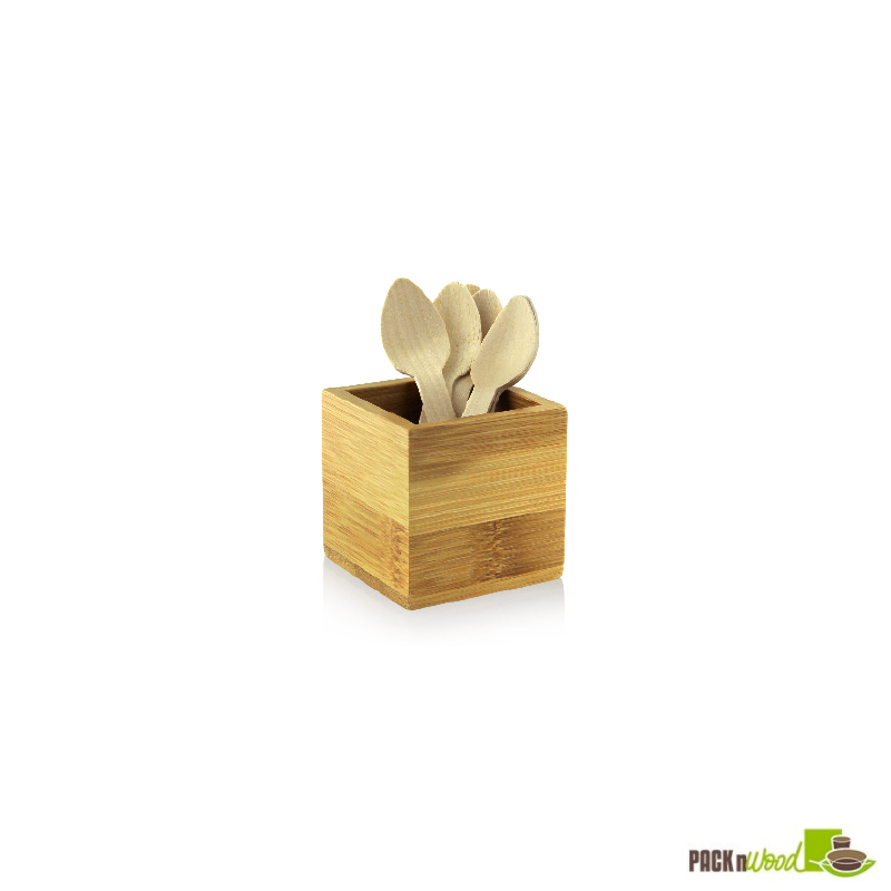 Bamboo Cutlery & Napking Holder - 2.5 x 2.5 x 2.5 in.