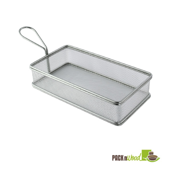 Picture of Packnwood 294PANR225 Rectangular Stainless Steel Serving Fry Basket - 9 x 4.7 x 2 in.