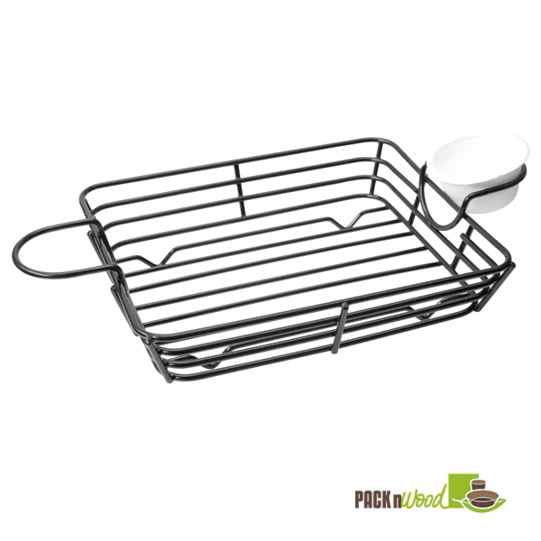 Square Basket with Integrated Ramekin Holders - 8.25 x 6.8 x 1.6 in.