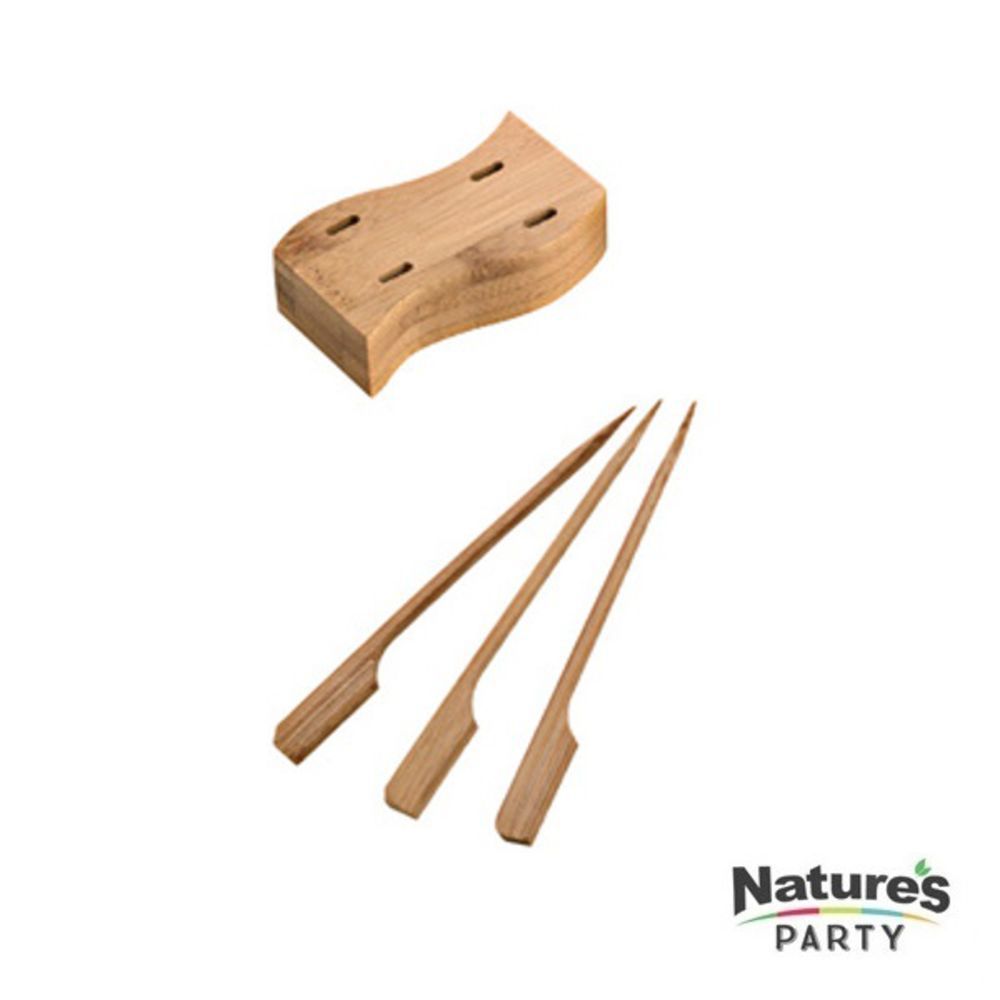 Picture of Packnwood 8NPBBHAYA 4.1 in. 4 Holes Thick Bamboo Paddle Pick Holder Plus 20&#44; Natural