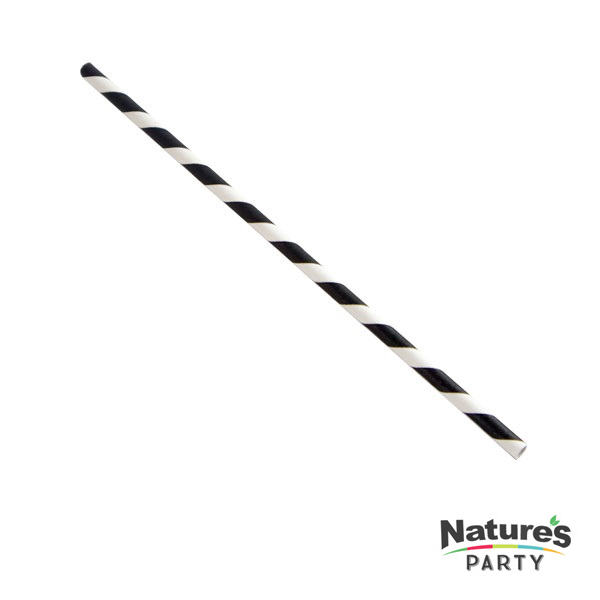 7.75 in. Durable Striped Paper Straws, Black & White