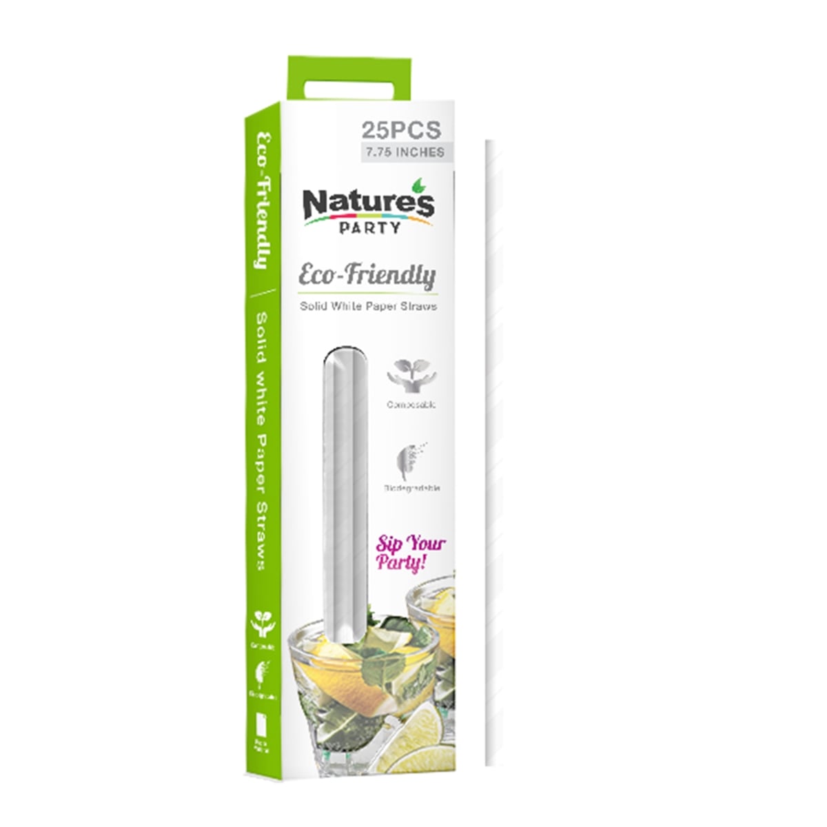 7.75 in. Durable Full Paper Straws , White